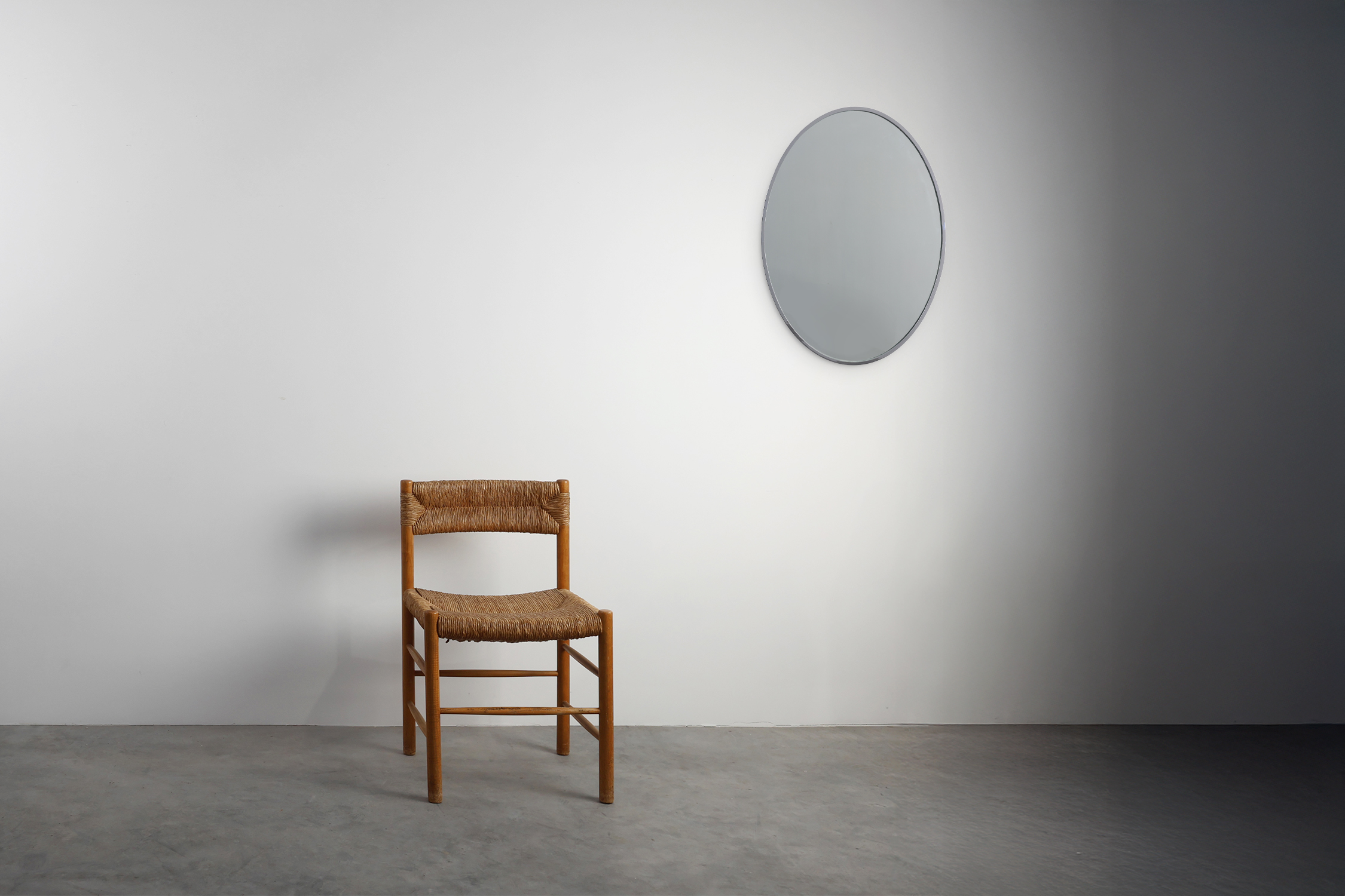 Art Deco Oval Nickel‑Plated Metal Mirror, Belgium, ca. 1925thumbnail